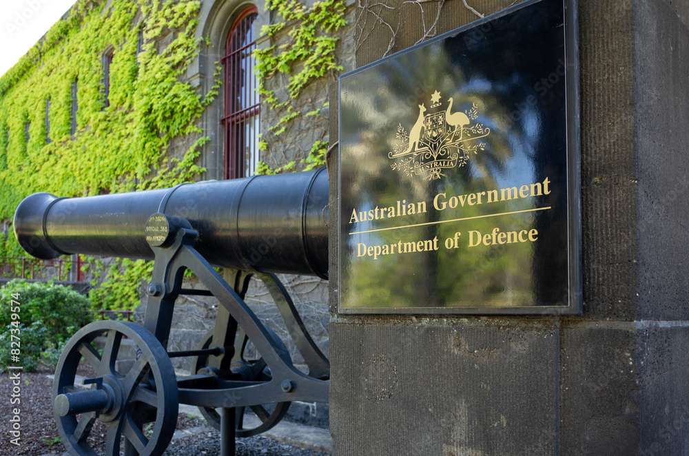 The emblem of the Australian Government outside the RAAF AIS Department ...