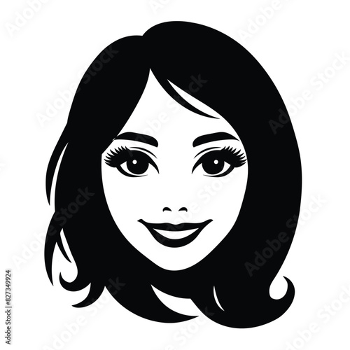 Vector illustration of a pretty woman's face on white separate background