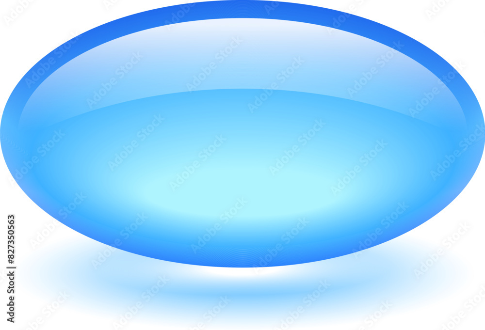 Blue pill icon, soft gel capsule vector cartoon