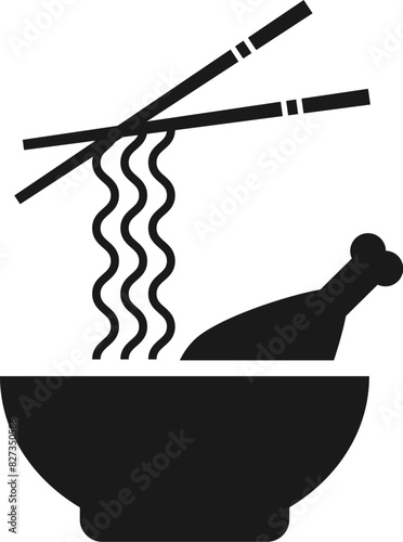 Chicken noodle food vector icon