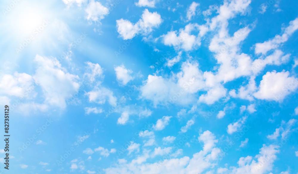 Blue sky and shining sun, beautiful natural background