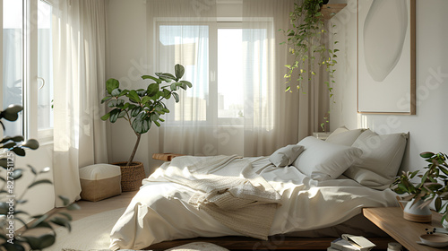 interior of a bedroom white sofa in a bedroom,bedroom with bed.and beautifull room and white background and white room and home decoration pieces