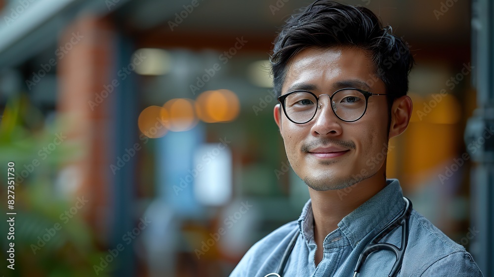 Fototapeta premium portrait of a asian doctor with stethoscope