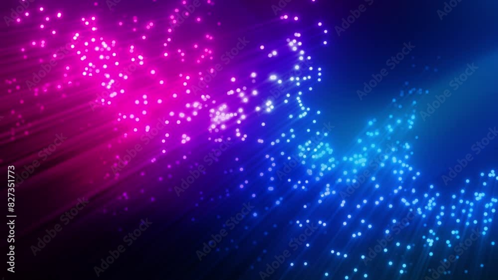 3d animated background of spiral glowing colorful particles with light beams on dark backdrop