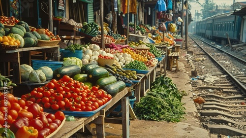 Vegetable market near the railway sells produce