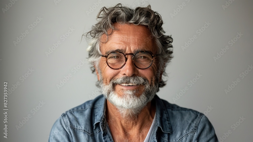 portrait of a happy mature man laughing copy space ad new isolated over bright white color background portrait of a happy mature man laughing copy space ad new isolated over bright white color background