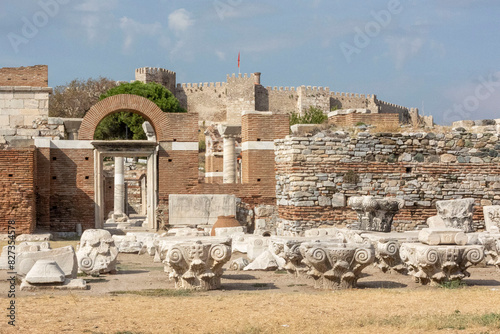 Basilica of St Johns at the Ancient City of Ephesus in Turkey.  photo