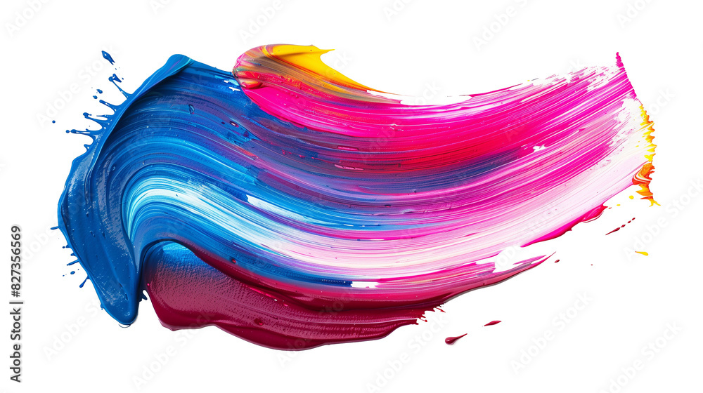 a painting of a rainbow colored wave with orange and blue colors. isolated on transparent background. 