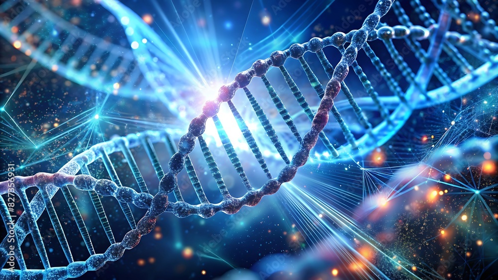 Futuristic Gene Editing: Enhanced DNA Strand Close-up Futuristic Gene Editing: Enhanced DNA Strand Close-up