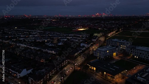 Wallpaper Mural Hyperlapse of London city with cars and skyline, shot from a drone. Torontodigital.ca