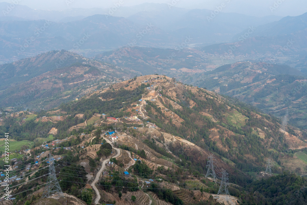 Aerial view of farming land on a Nepalese hillside Aerial view of farming land on a Nepalese hillside