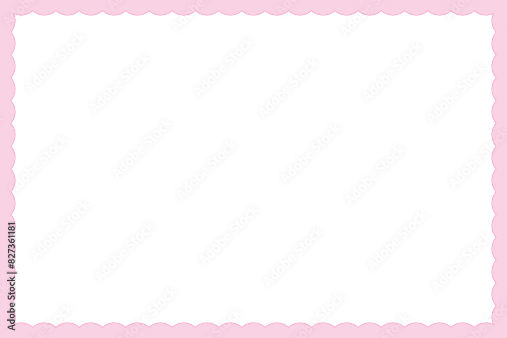 Pink scallop rectangle frame , empty border for 3:2 project with writing space, cut out .