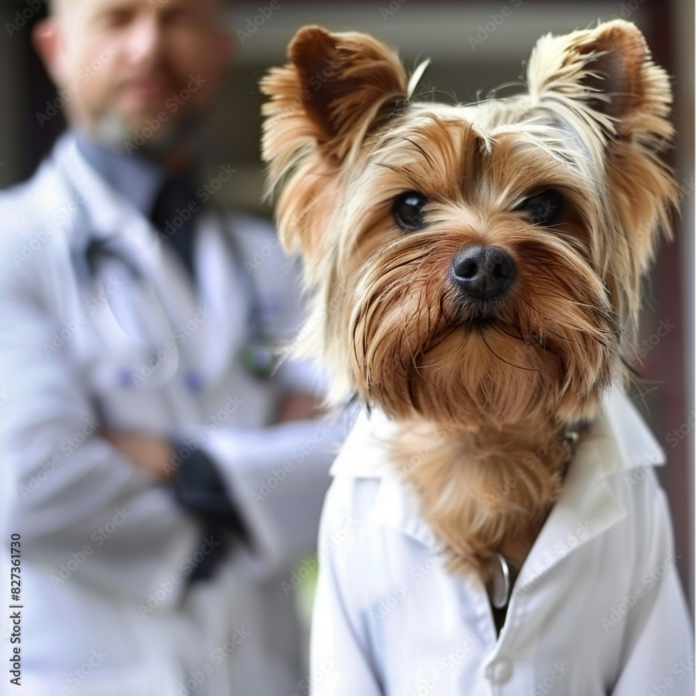 close-up of a yorkshire in a veterinary clinic close-up of a yorkshire in a veterinary clinic