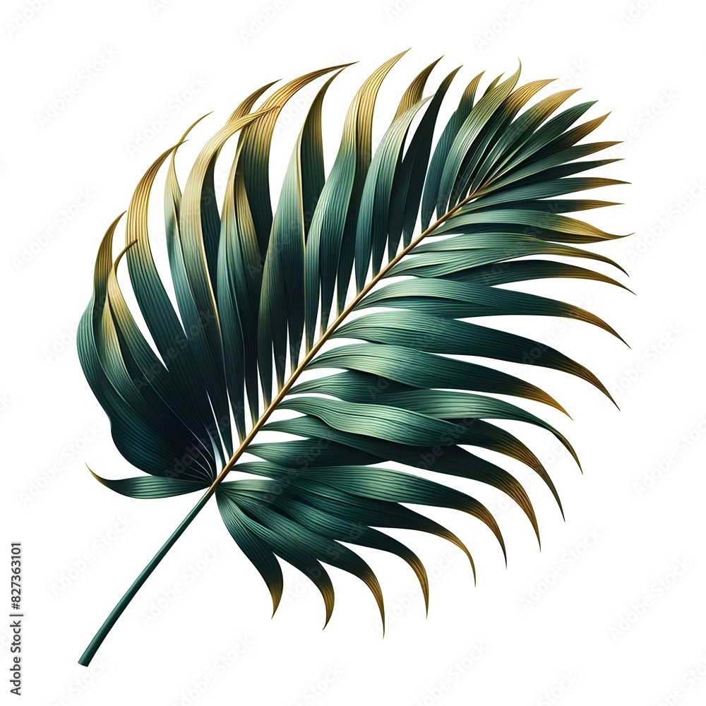 Fototapeta premium green palm leaf cut out white background beautiful pic