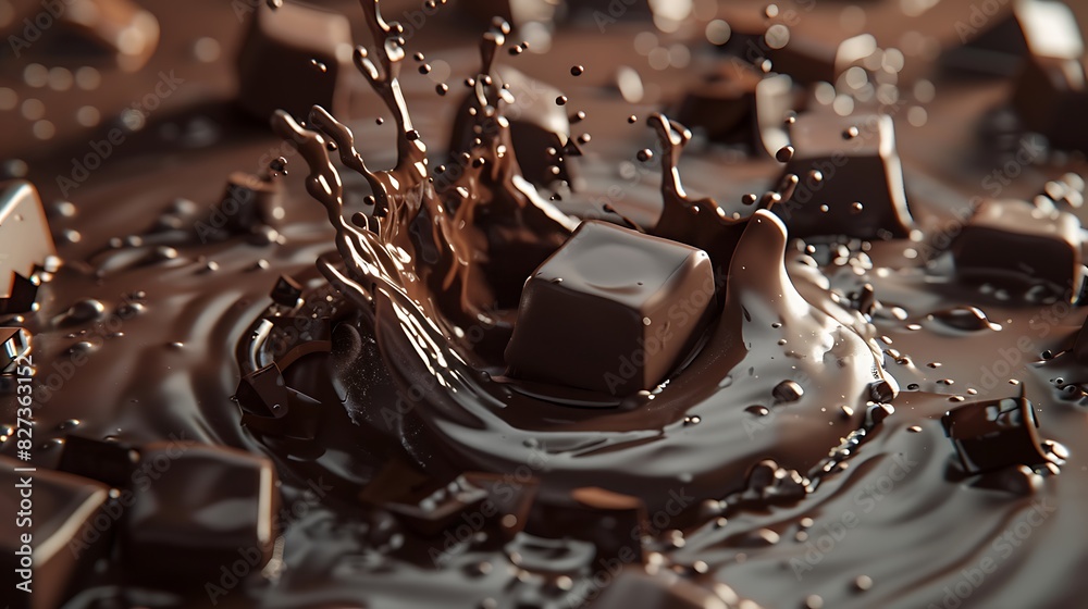 Liquid Chocolate crown splash pool with ripples. Stock Photo | Adobe Stock