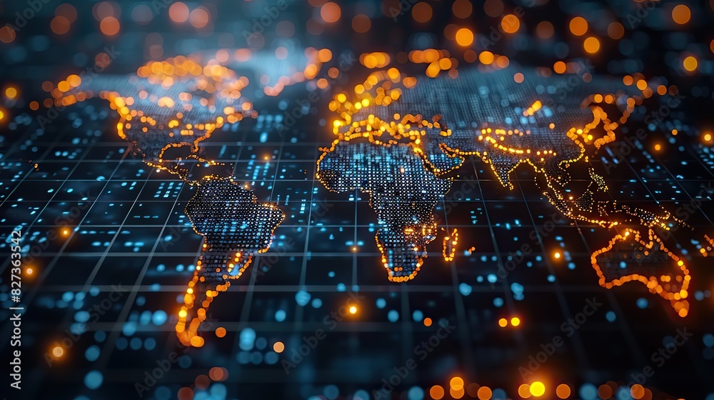 Fototapeta premium connectivity to a global network e commerce digital connection technology the world map notion of global business and big data analytics and business concept