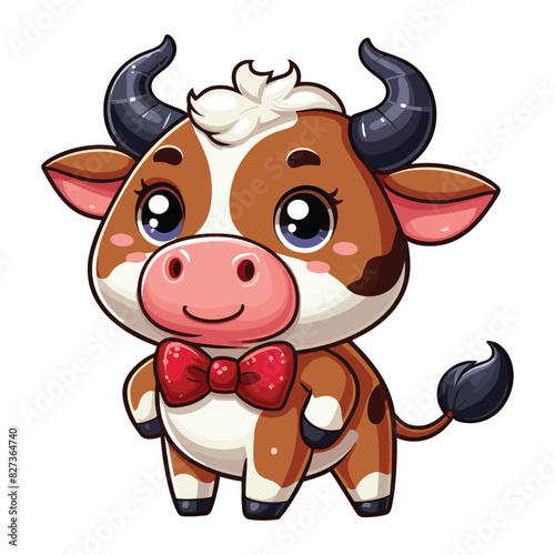 Cute bull cartoon vector