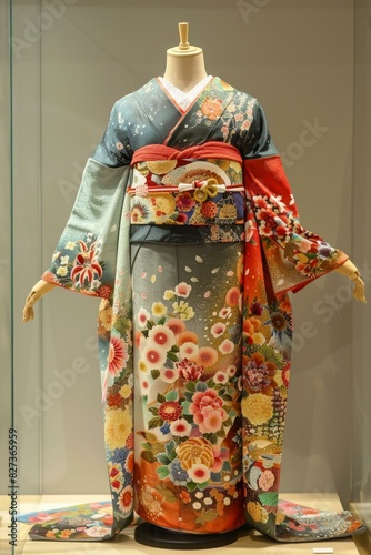 A mannequin wearing a kimono with a floral pattern. © Adobe Contributor