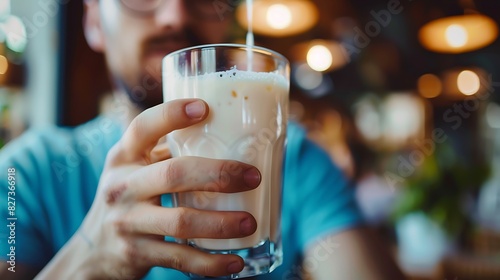 man drinking cows milk