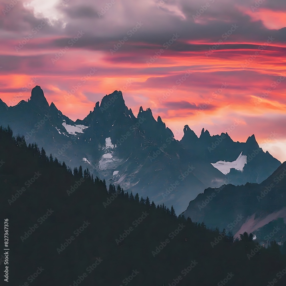 Majestic Mountain Peaks Breathtaking Nature Landscape Photography  Microstock Image