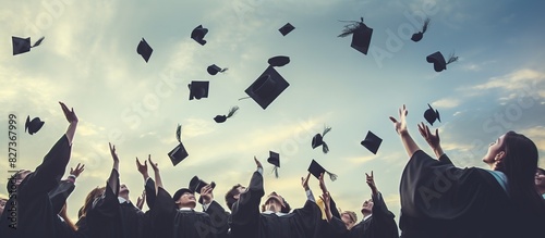 graduates throwing graduation hats