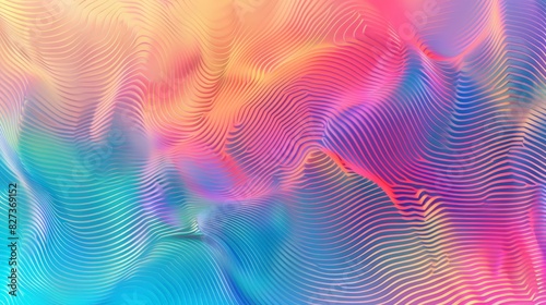 Abstract glitchy rainbow background with moire pattern. photo