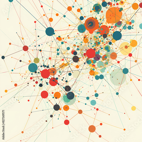 A multitude of dots and interwoven lines creating an abstract backdrop that represents a network con photo