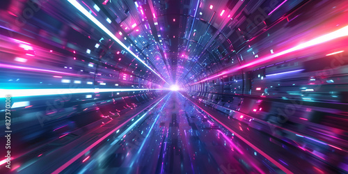 Glowing space particles science fiction 3d illustration background wallpaper