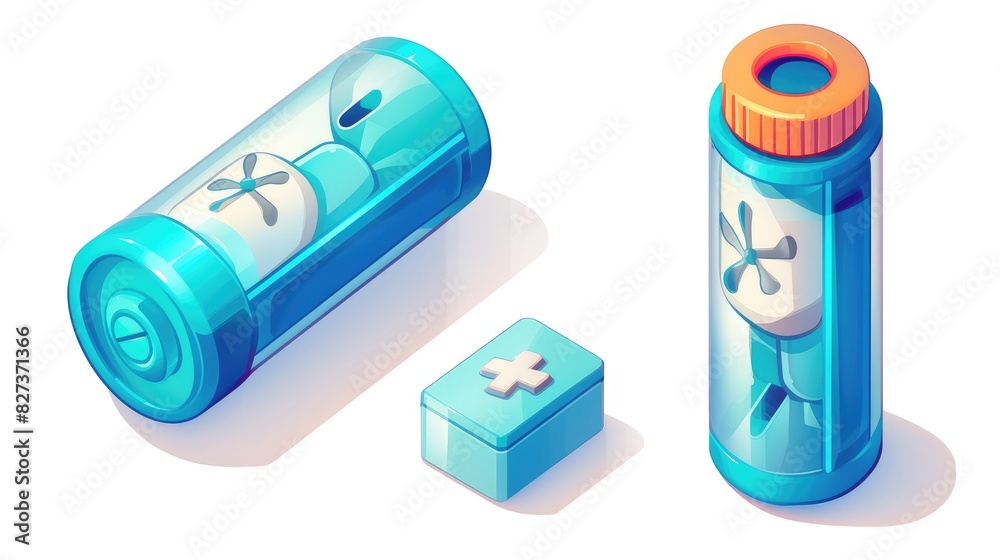 Isometric inhaler 2d icon for web design showcased in a white ...