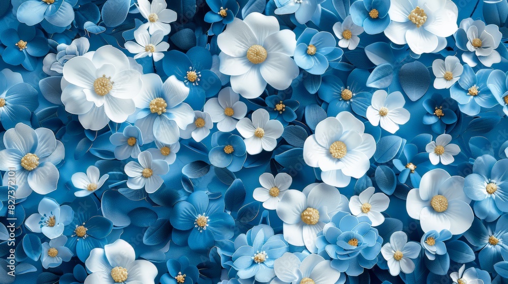 Blue Floral Pattern on White Background Blue Floral Pattern on White Background