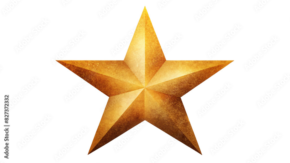 A shiny gold five-pointed star, isolated on a white background, is a simple yet versatile symbol of achievement or celebration A shiny gold five-pointed star, isolated on a white background, is a simple yet versatile symbol of achievement or celebration