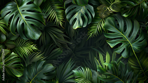 Wallpaper Mural Tropical Plants with Monstera and Fern Leaves Torontodigital.ca
