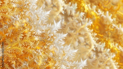 Fractal Art Depicting a Gold Dendritic Background Resembling Frostwork photo