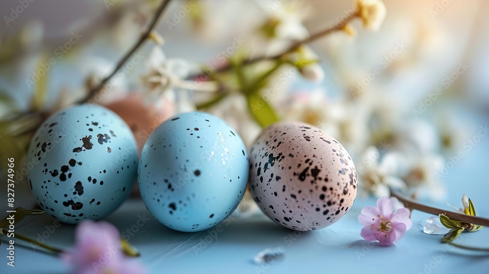 Happy Easter card and eggs. Selective focus. Generative AI, Happy Easter card and eggs. Selective focus. Generative AI,