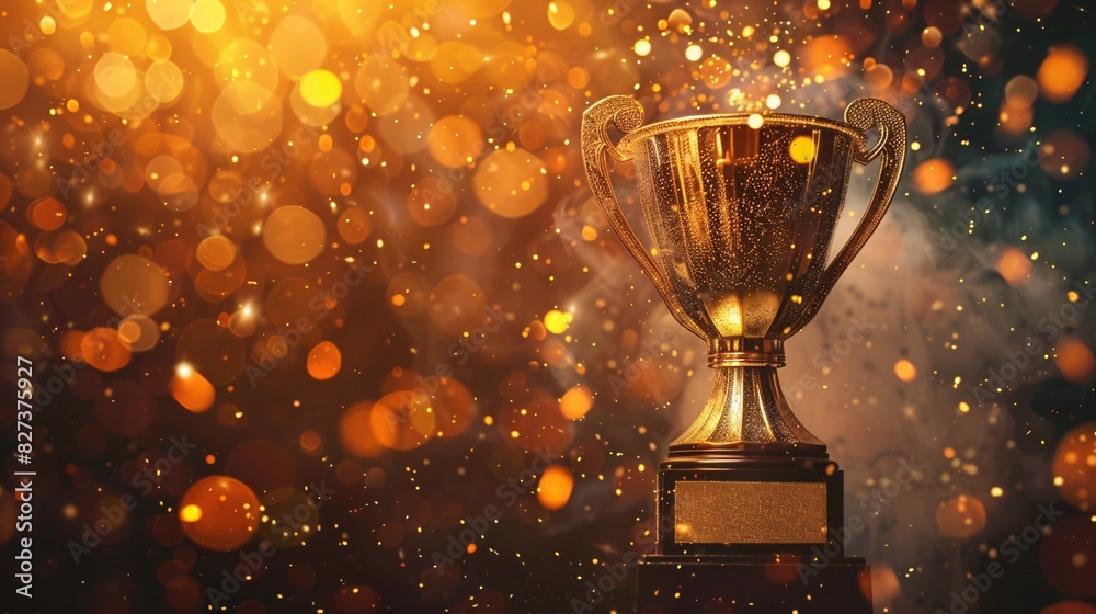 Trophy with Confetti, Celebrating an Achievement or Competition Trophy with Confetti, Celebrating an Achievement or Competition