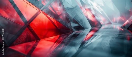 Abstract Geometric Shapes with Red and Blue Lighting 