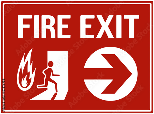 A red sign informing the fire exit or emergency exit.