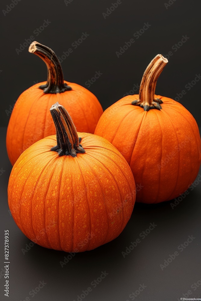 Spooky halloween pumpkins on orange background with ample space for text placement