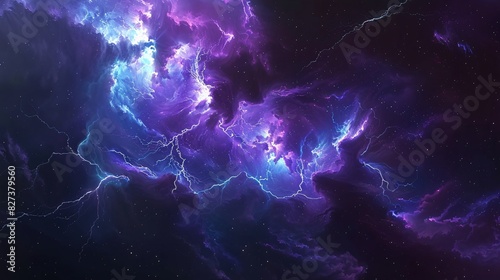 Space Artwork: Cosmic Nebula with Lightning