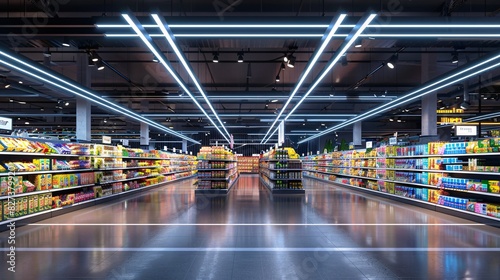 Aerial View of a Supermarket Aisle