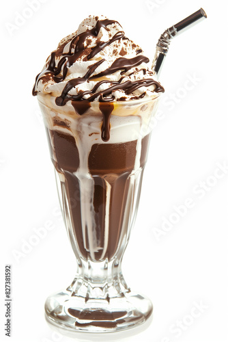 thick chocolate milkshake, white background png