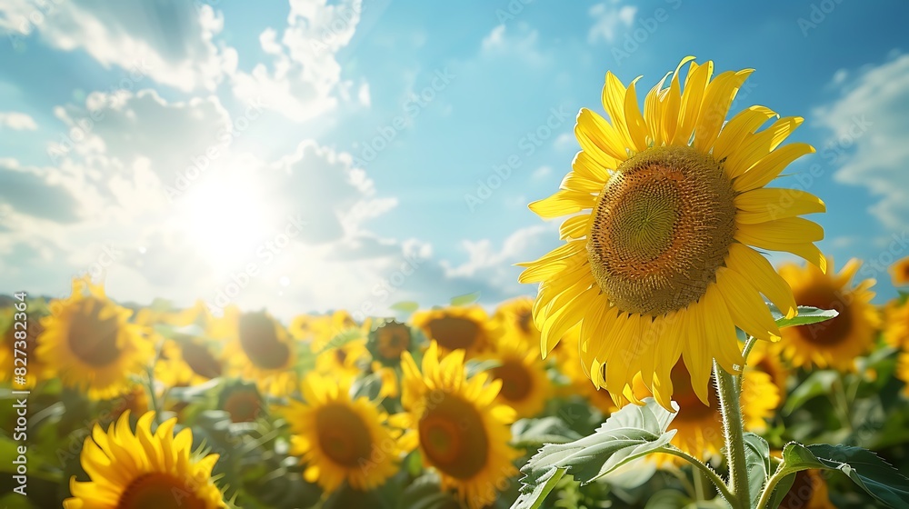 Basking in Golden Splendor: A Blissful Vista of Endless Sunflowers Stretching Across the Horizon, Radiating Vibrant Beauty and Warmth Basking in Golden Splendor: A Blissful Vista of Endless Sunflowers Stretching Across the Horizon, Radiating Vibrant Beauty and Warmth