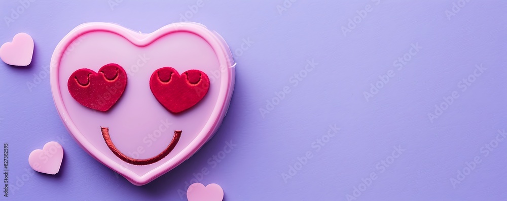 heart-eyed emoji on a lavender background with space for text The emoji is pink with big red hearts for eyes heart-eyed emoji on a lavender background with space for text The emoji is pink with big red hearts for eyes