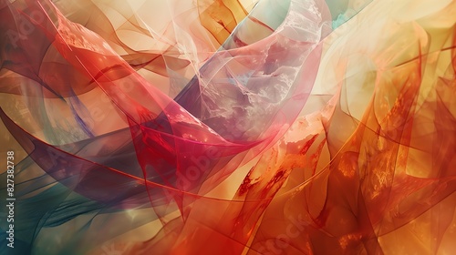 Abstract Flowing Ribbons in Warm and Cool Hues
