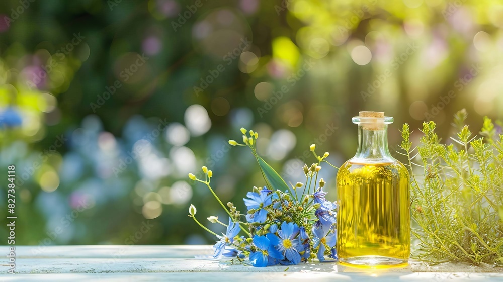 Medicinal vegetable oil in a bottle homeopathy. selective focus. Generative AI, Medicinal vegetable oil in a bottle homeopathy. selective focus. Generative AI,
