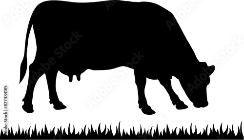 vector cow and grass silhouette