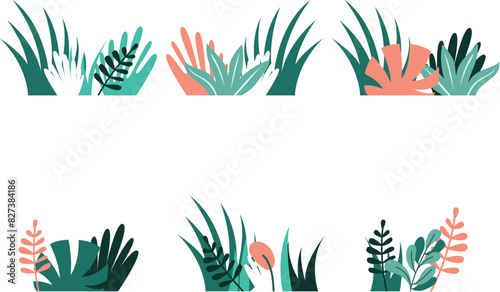 Wallpaper Mural vector set of tropical plant leaves in doodle style Torontodigital.ca