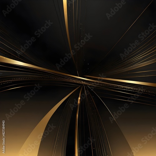 Vector modern simple design, elegant modern gold line background, abstract gold lines on black, abstract gold and black are light pattern with the gradient Generative AI 