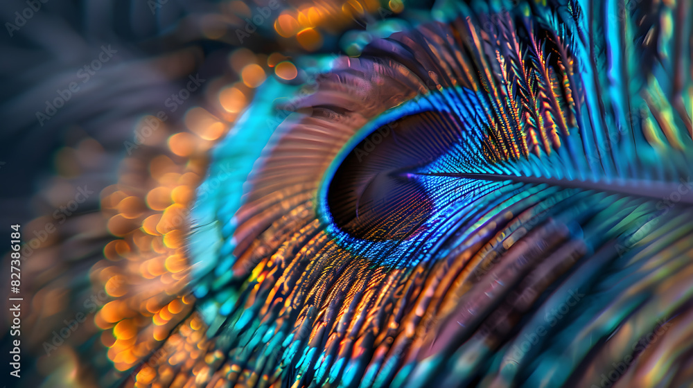 Obraz premium A close up of a peacock's feather with a heart-shaped pattern