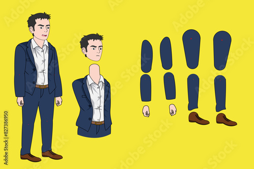 2D animate character business man